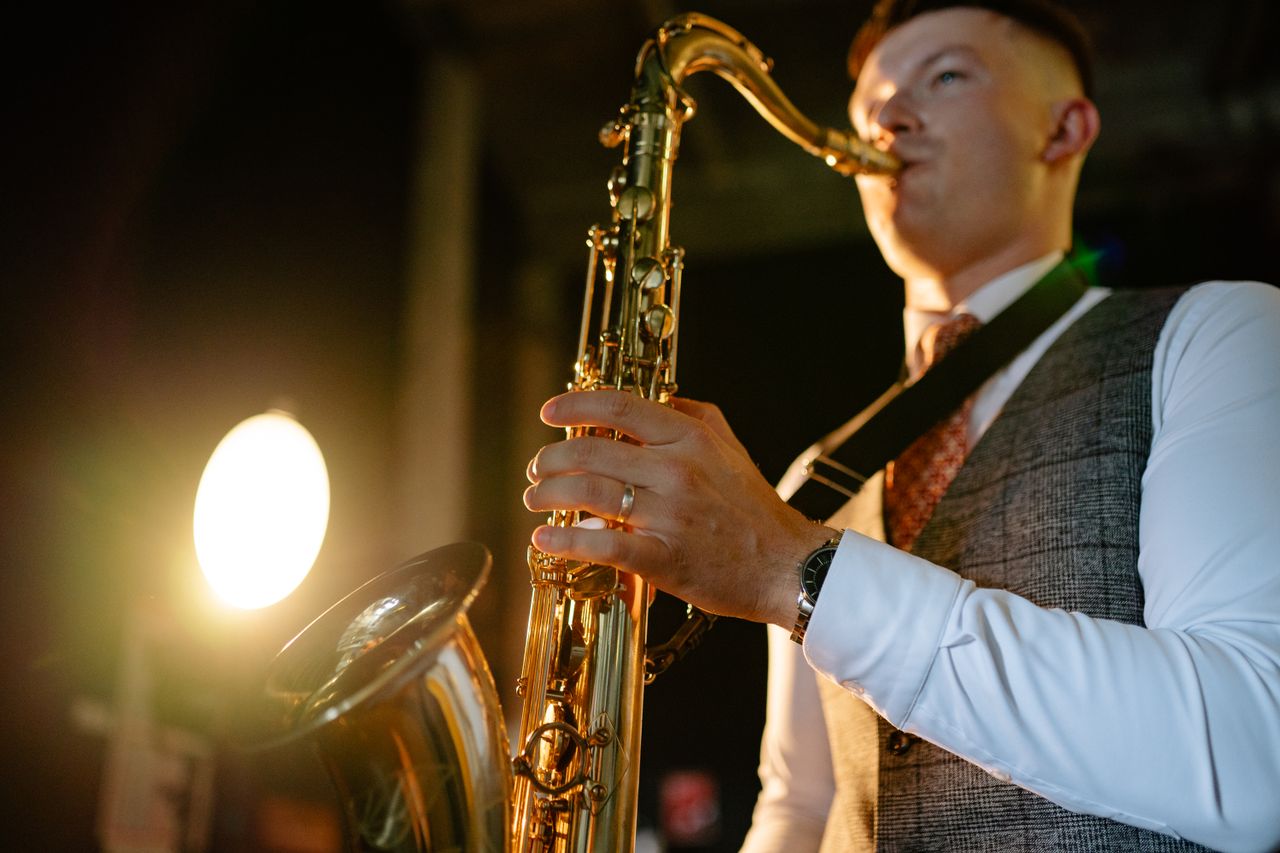 Saxophone player at a live event