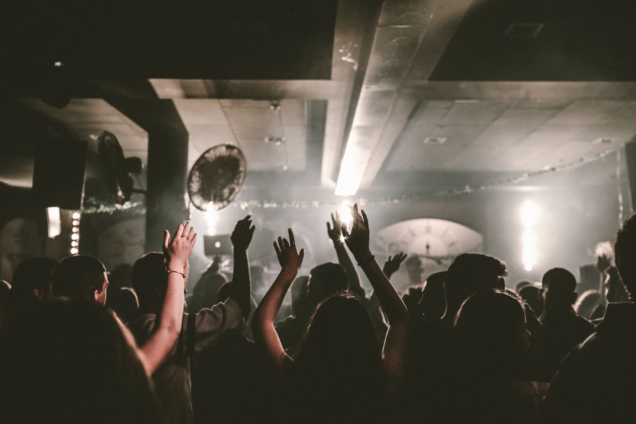 Crowd dancing at a party