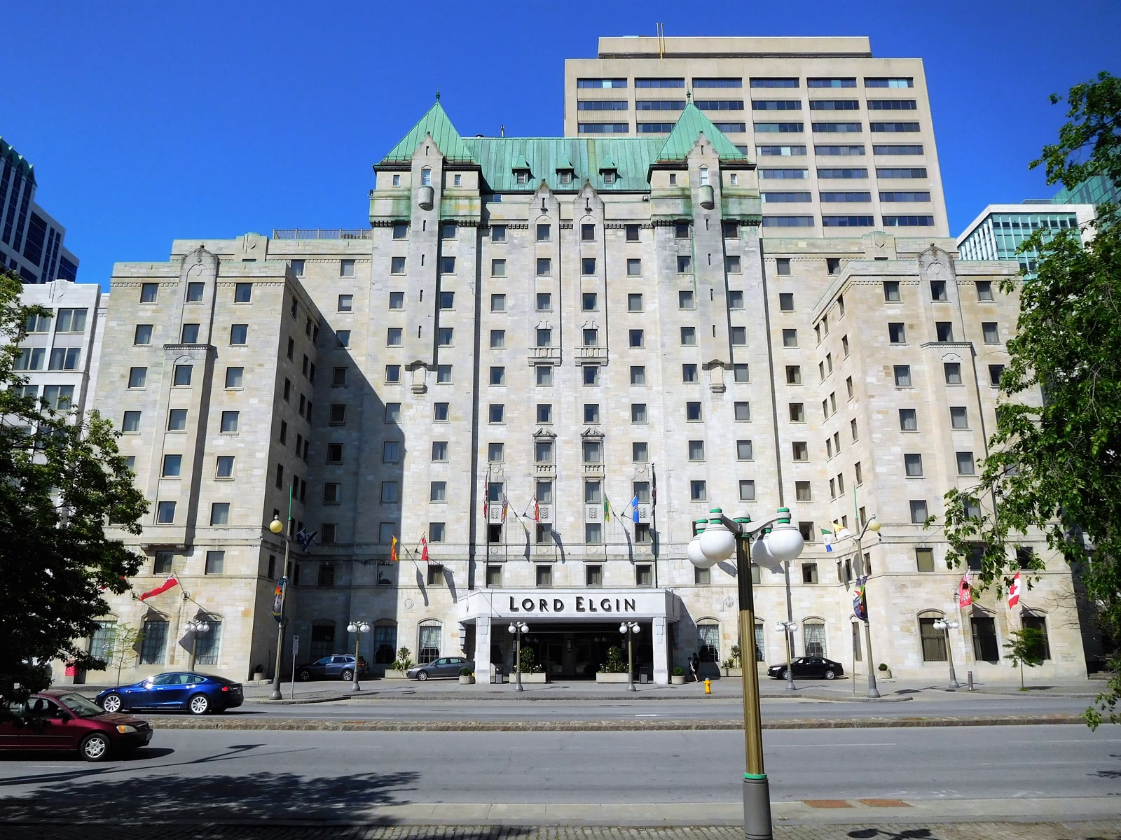 The Lord Elgin Hotel, a limestone landmark hotel in downtown Ottawa